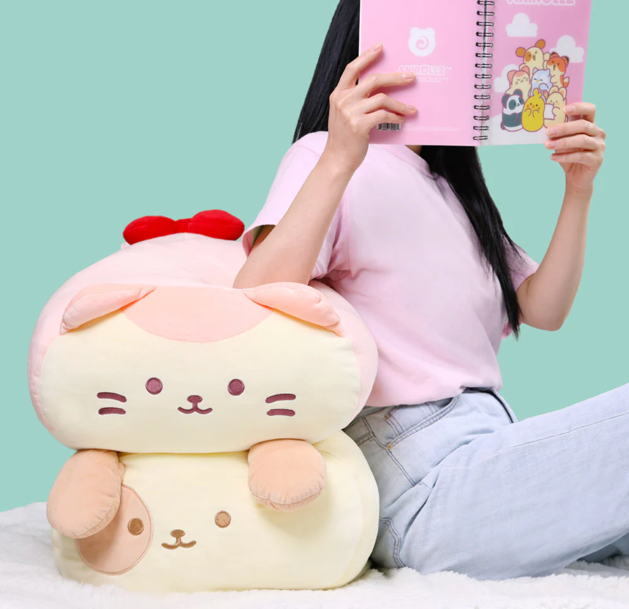 Anirollz 20" Foxiroll Stuffed Animal Cushion Ultra-Soft Cute Fox Character Support Squishy Rest Pillows - XL