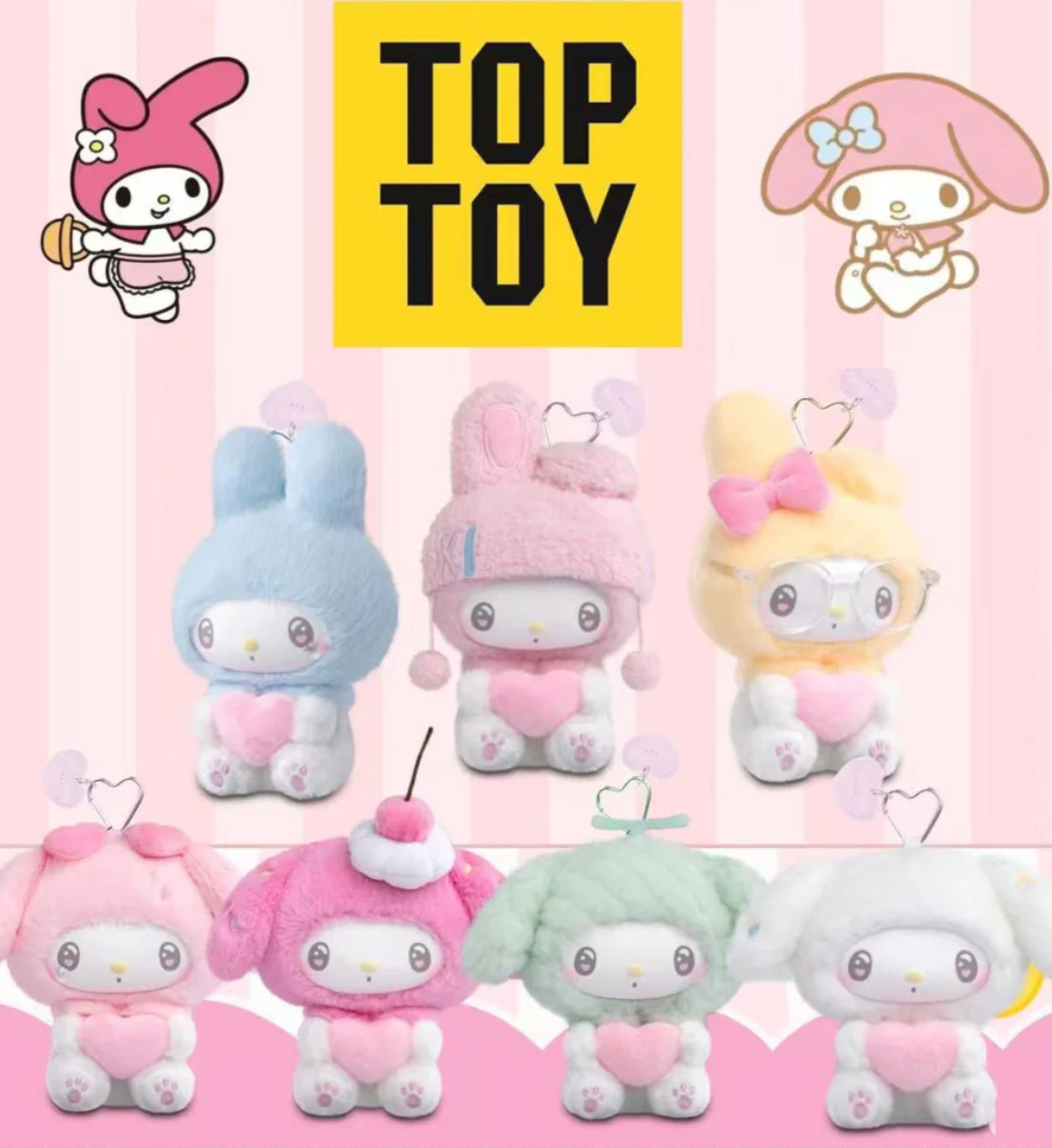Top Toy Sanrio 50th Anniversary Milk Candy Series Plush Keychains Gift Blind Box