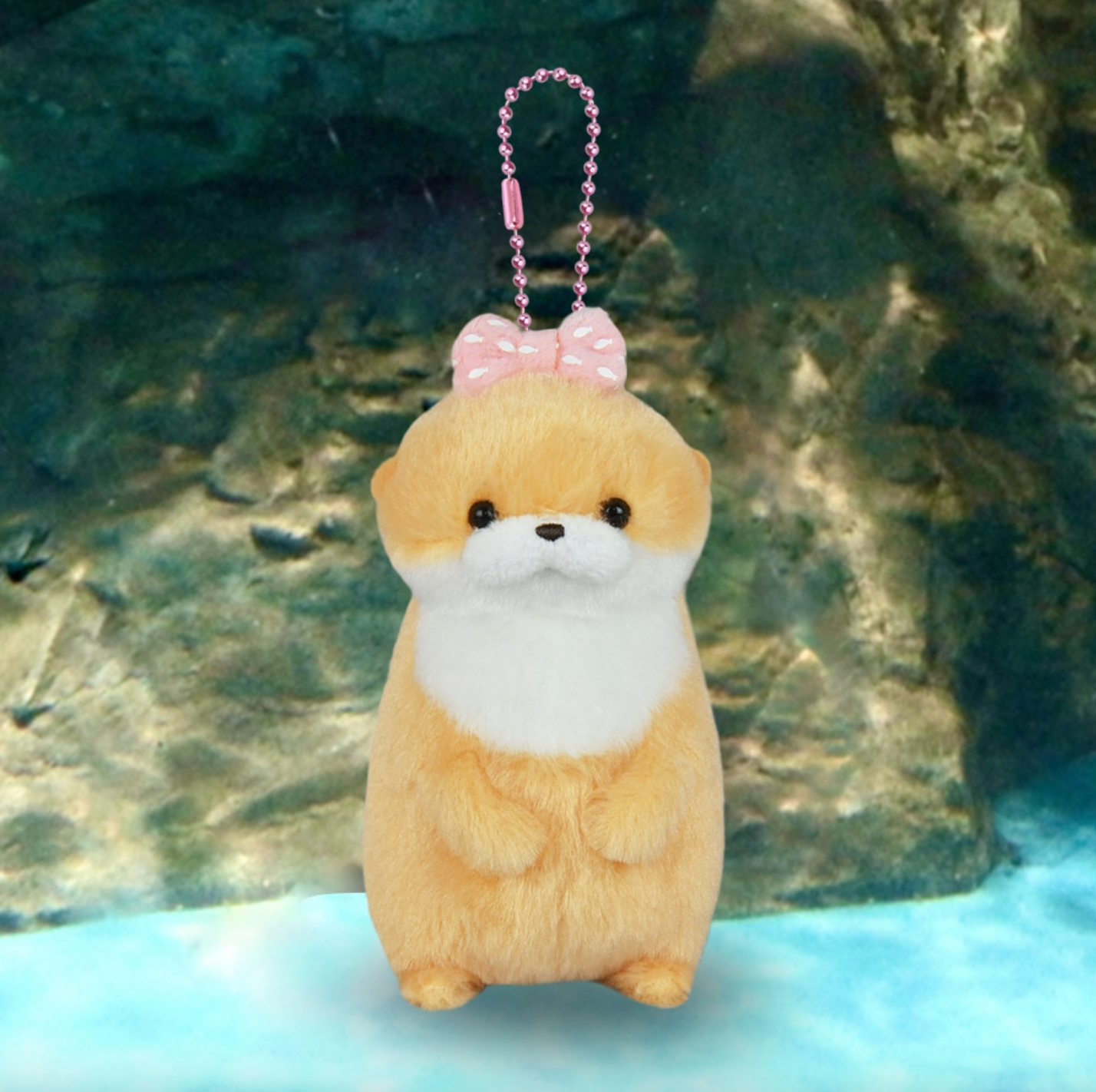 Amuse Pink otter 4.5" Inch Plush Keychain Stuffed Animal Soft Toy & Gifts