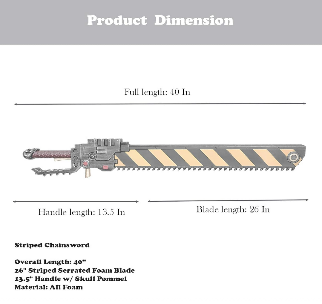 40’’ Fantasy WH40K War Chainsaw Hammer Foam Sword Replica Weapon