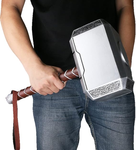 Thor - Prop Cosplay Hammer Mjolnir, PU Foam Axe Thoss Hammer Costume Weapon Birthdays Gifts