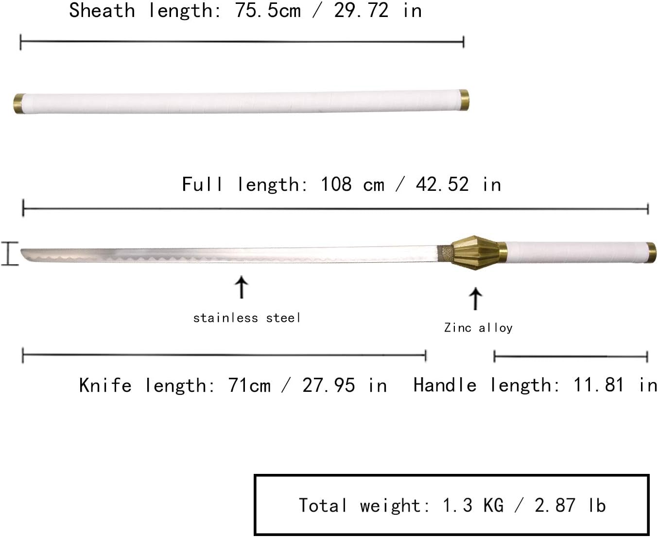 Bleach Zaraki Kenpachi Sword Carbon Steel Blade Cosplay Anime