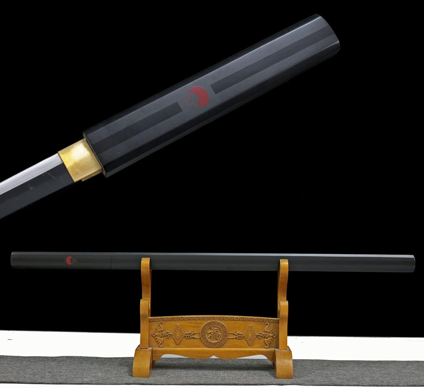 Naruto Sasuke Anime Cosplay Metal Sword 40" Not Sharp Katana Replica Weapons - Black