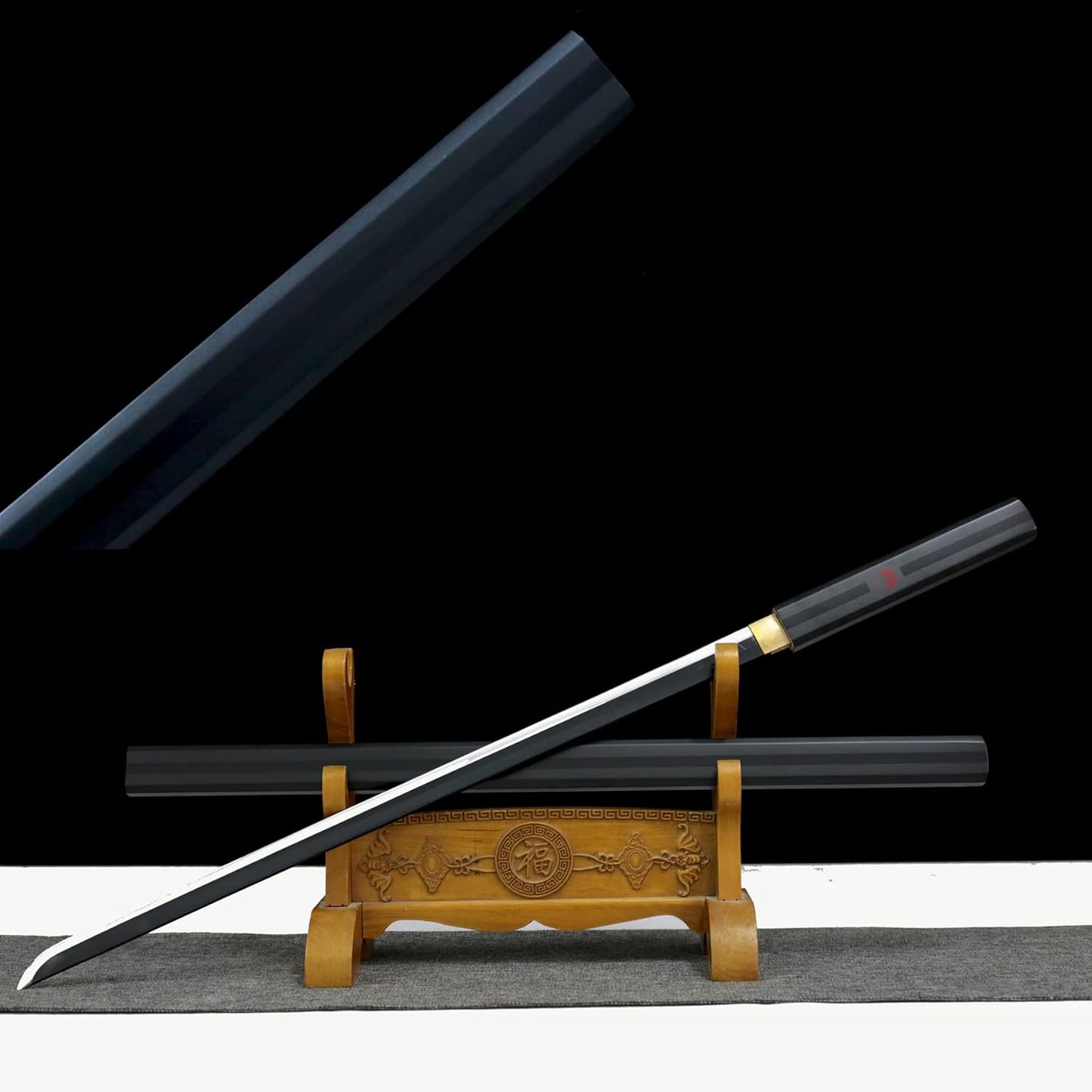 Naruto Sasuke Anime Cosplay Metal Sword 40" Not Sharp Katana Replica Weapons - Black
