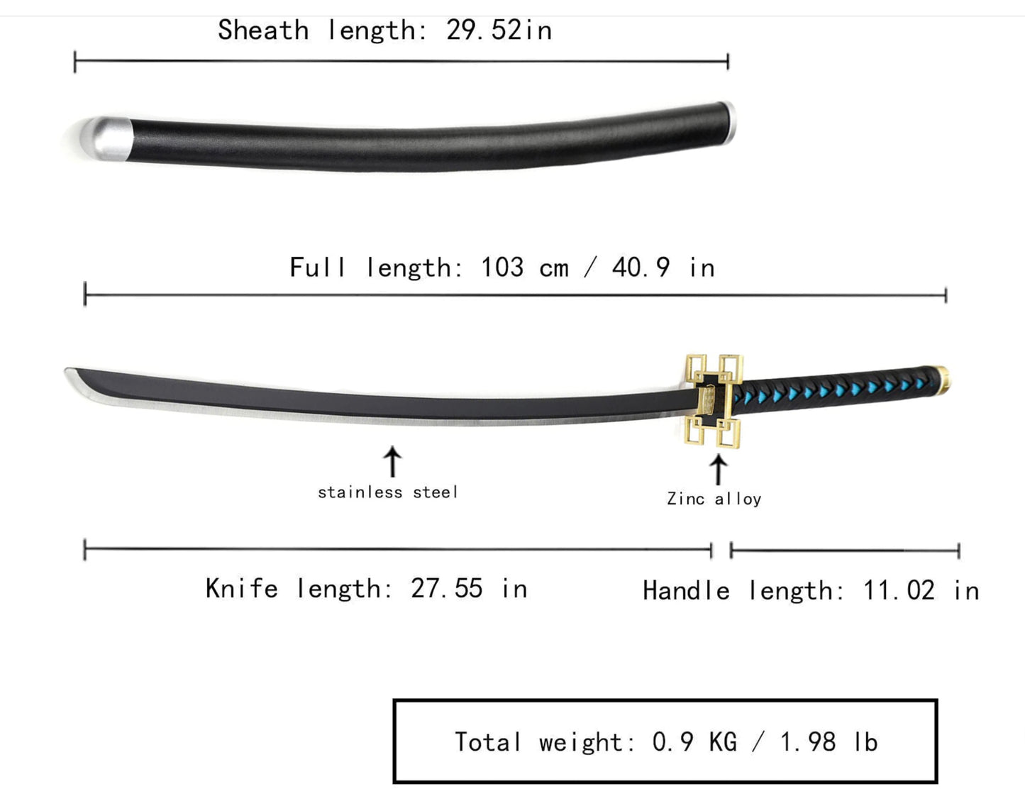 Demon Slayer - Katana Samurai Sword - Metal