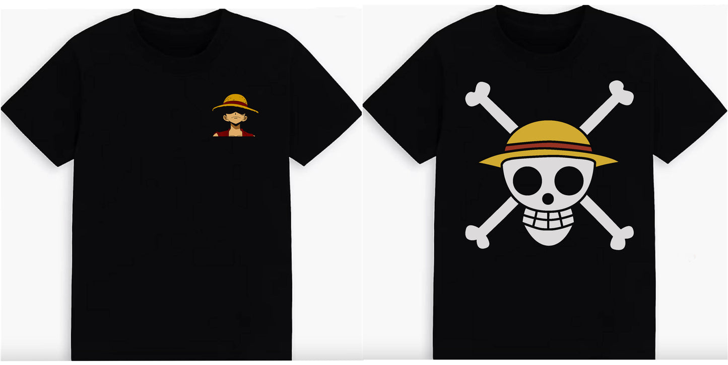 T-Shirt One Piece Luffy & Straw Hat Pirates Jolly Roger