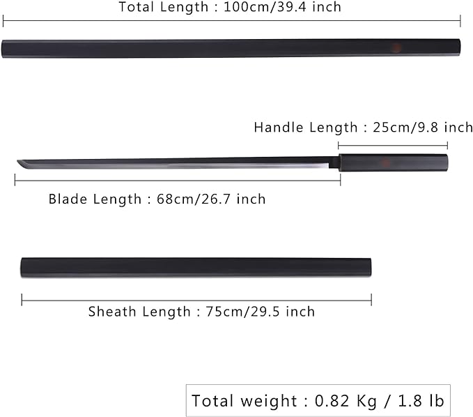 Naruto Sasuke Anime Cosplay Metal Sword 40" Not Sharp Katana Replica Weapons - Black