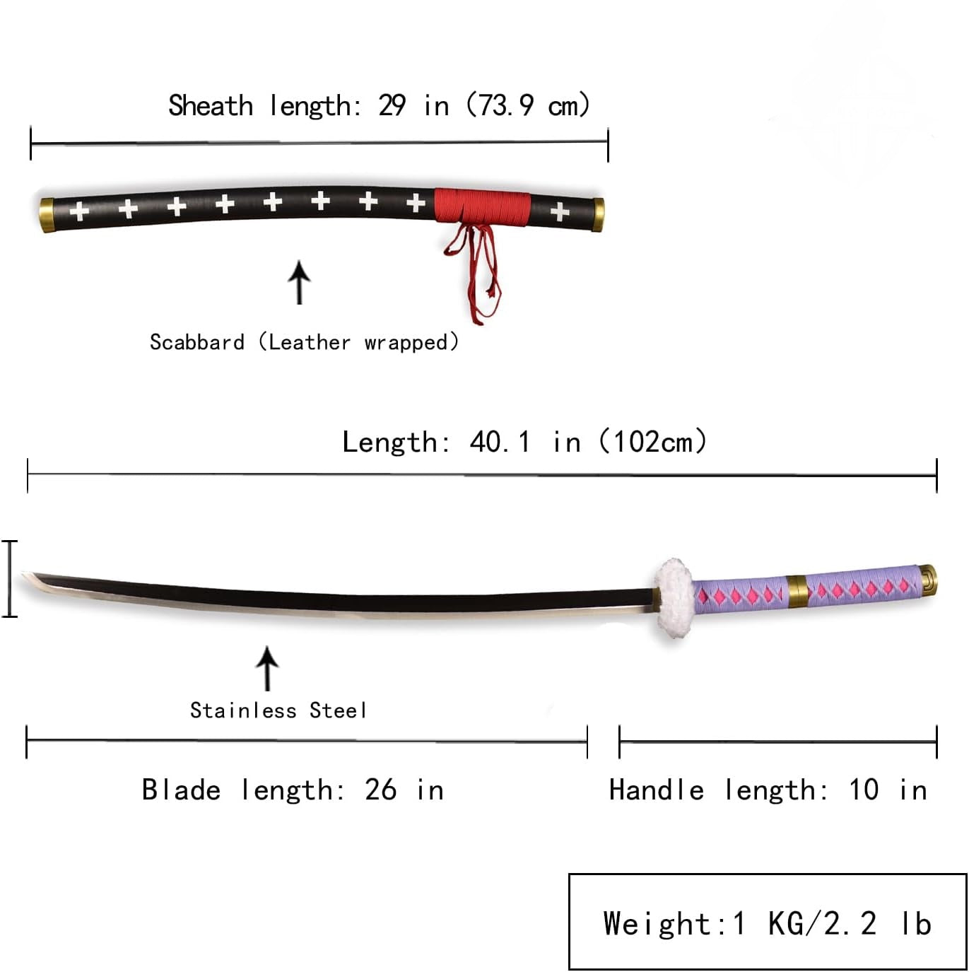 One Piece Surgeon of Death Doctor Trafalgar Law Katana 40" Purple Anime Cosplay Sword