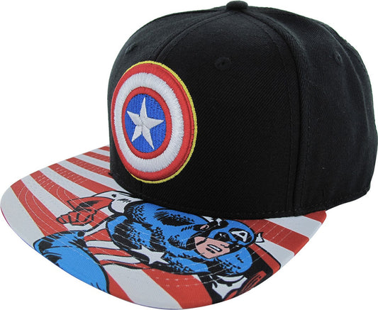 Captain America Striped Brim Snapback Hat Apparel Baseball Cap