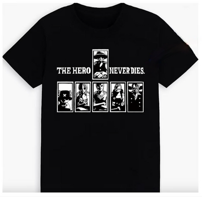 T-Shirt One Piece Luffy Zoro Tony Characters The Hero Never Dies