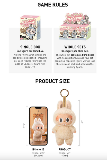 THE MONSTERS Exciting Macaron Series-Vinyl Labubu Plush Pendant Blind Box