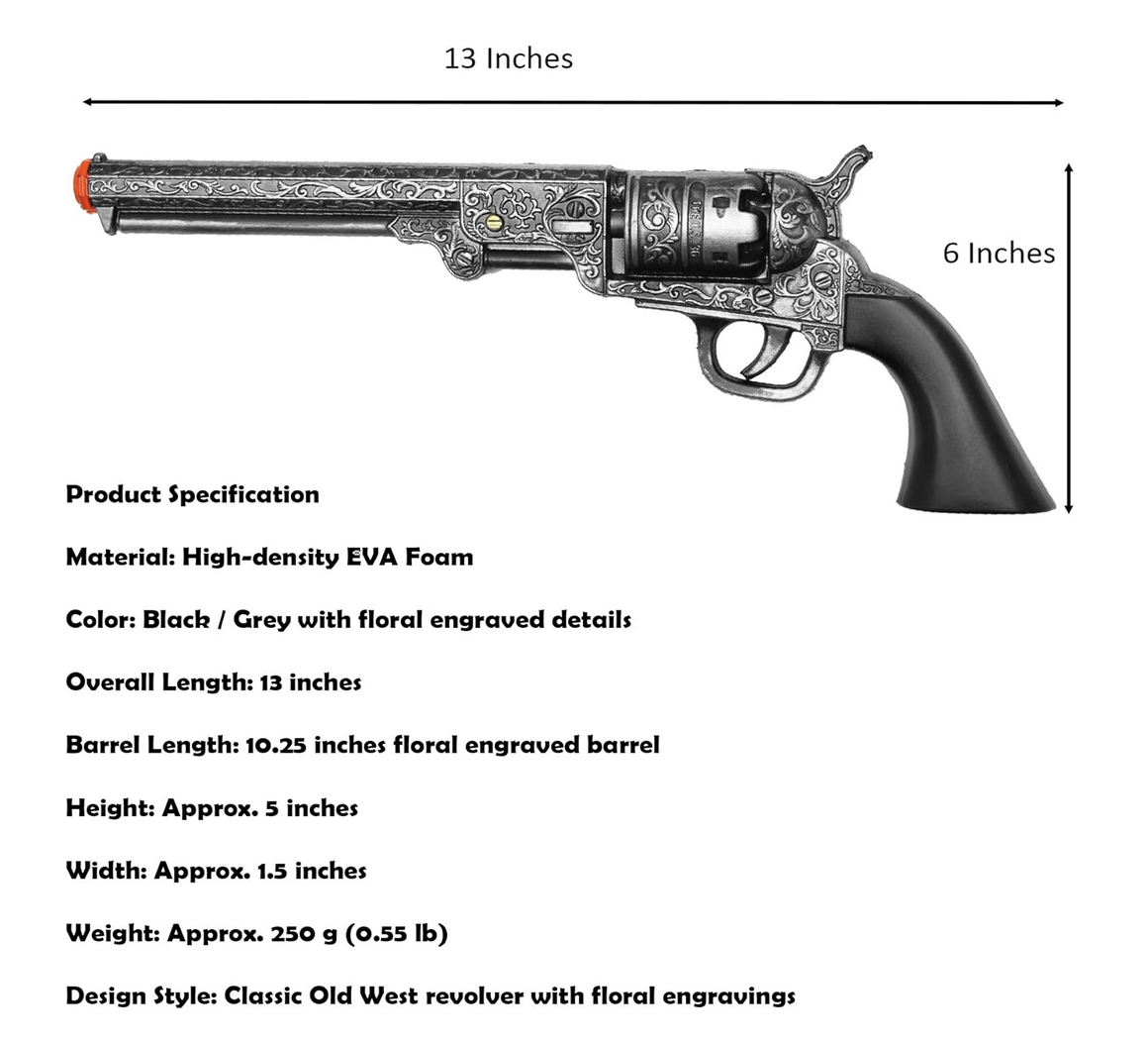 13" Decorative Western Classic Revolver Style Foam Prop Replica Gun