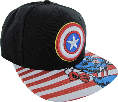 Captain America Striped Brim Snapback Hat Apparel Baseball Cap