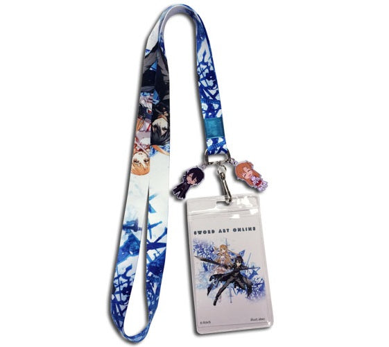 Lanyard Neck Strap Keychain ID Badge Holder - SWORD ART ONLINE - KIRITO & ASUNA BLUE