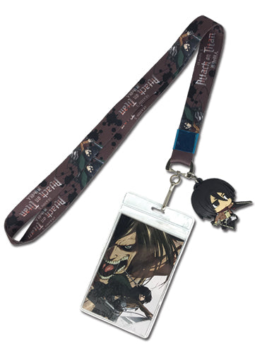 Lanyard Neck Strap Keychain ID Badge Holder - Attack On Titan Mikasa