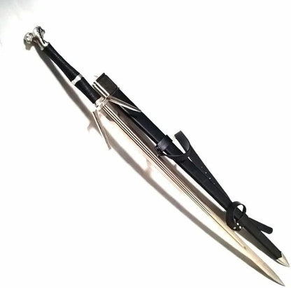 The Witcher Silver Sword Monster Slayer Steel Replica Scabbard Twin Wolf Sword Geralt of Rivia