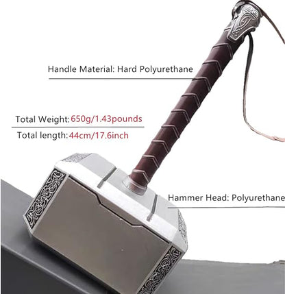 Thor - Prop Cosplay Hammer Mjolnir, PU Foam Axe Thoss Hammer Costume Weapon Birthdays Gifts