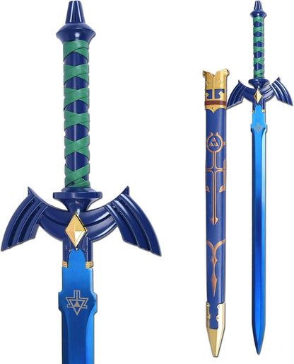 43" Japanese Anime Cosplay Legend of Zelda Link Sword Master Sword with Sheath Blue Blade Metallic Stainless Steel