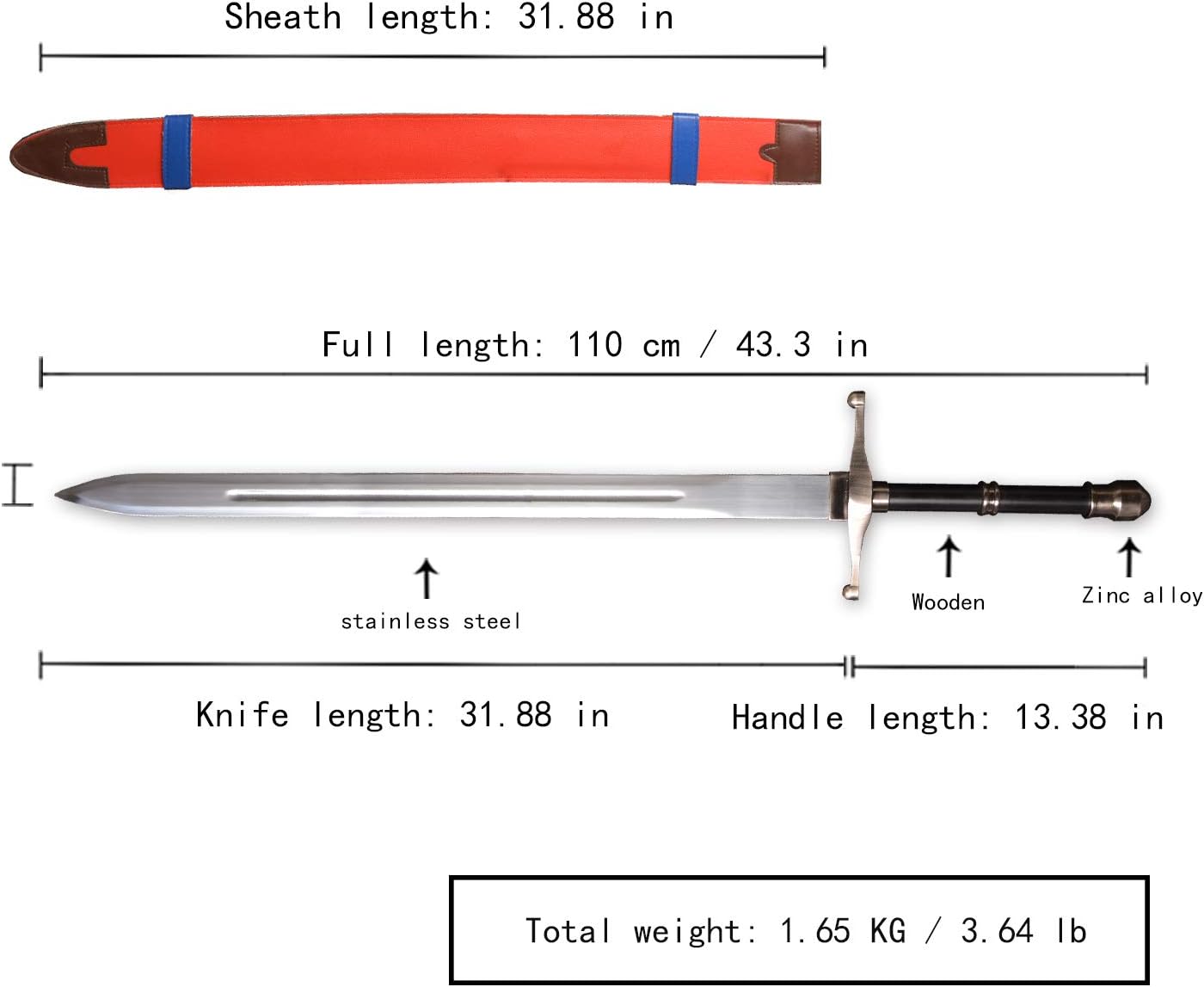 Dragon Ball Z Trunks' Anime Sword Metal Handmade Cosplay Stainless Steel Sword