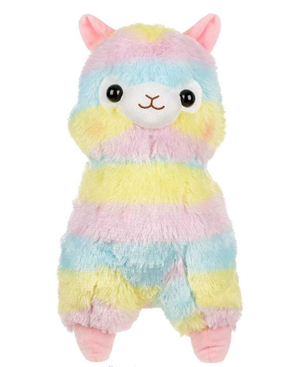 Amuse 16" Rainbow Alpaca Hugging Plush Pad Llama Stuffed Animal Doll Pillow Authentic Licensed Adorable Birthday Gift - Large