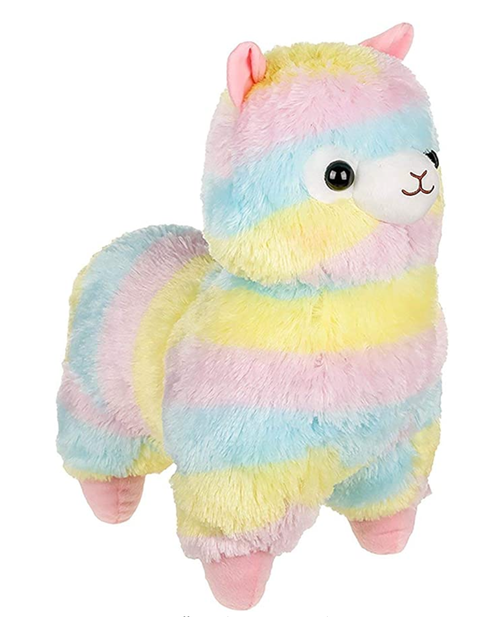 Amuse 16" Rainbow Alpaca Hugging Plush Pad Llama Stuffed Animal Doll Pillow Authentic Licensed Adorable Birthday Gift - Large