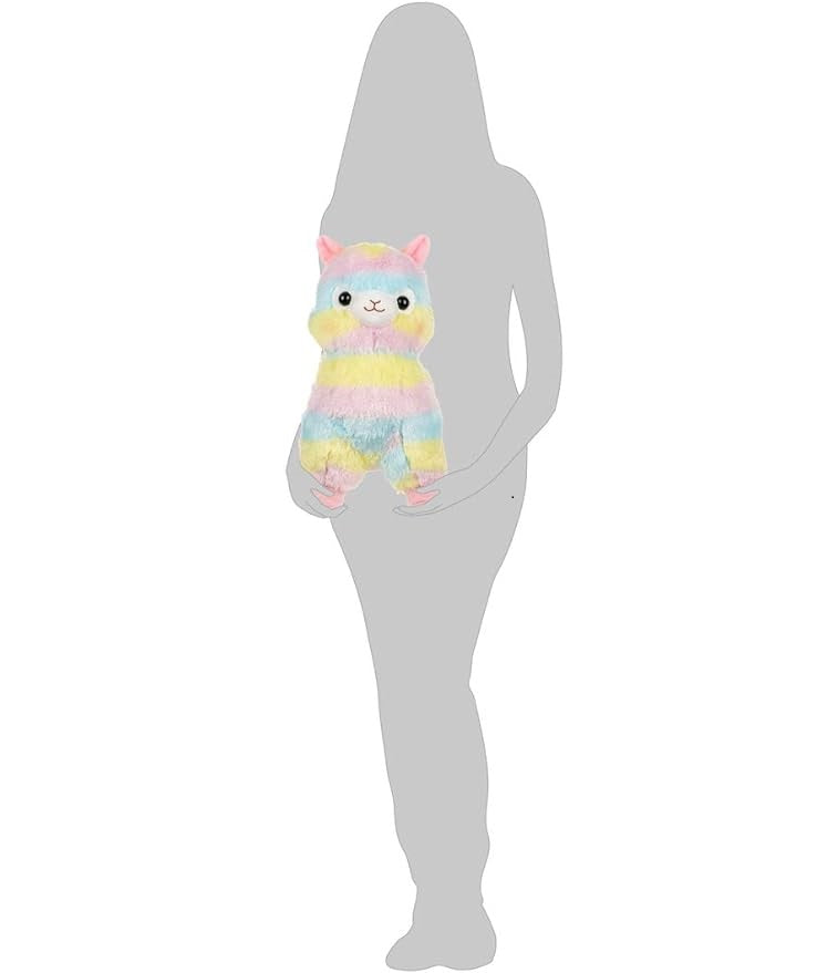 Amuse 16" Rainbow Alpaca Hugging Plush Pad Llama Stuffed Animal Doll Pillow Authentic Licensed Adorable Birthday Gift - Large