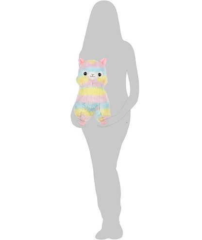 Amuse 16" Rainbow Alpaca Hugging Plush Pad Llama Stuffed Animal Doll Pillow Authentic Licensed Adorable Birthday Gift - Large