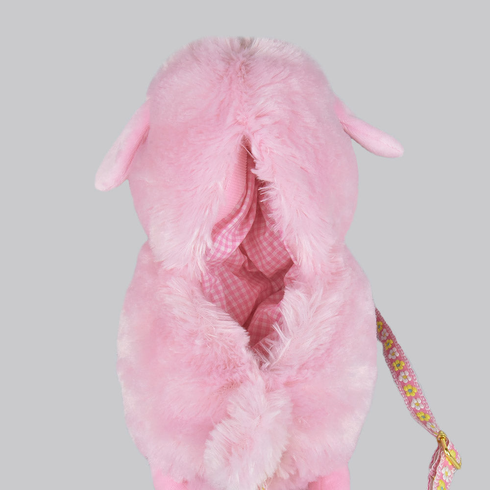 Amuse Alpaca Cute Plush Backpack Pink Stuffed Animal Satchel Bag with Adjustable Strap