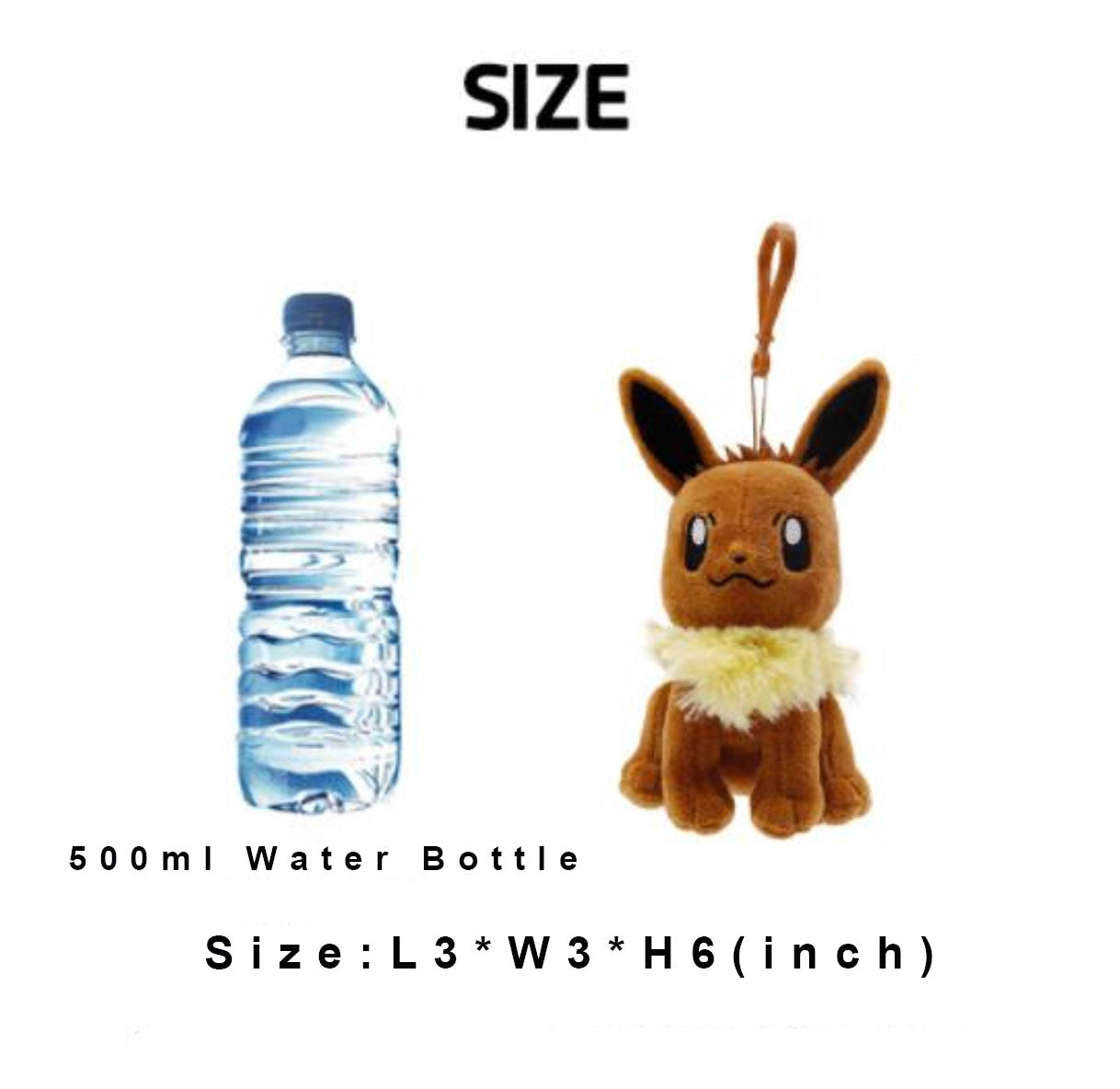 Pokemon Eevee 6" Plushie Key Chain Stuffed Animal Keyring Clip-on Backpack Hanger