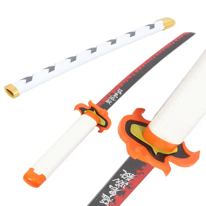 Demon Slayer Rengoku Kyoujurou Wooden Sword Cosplay Anime Replica Katana