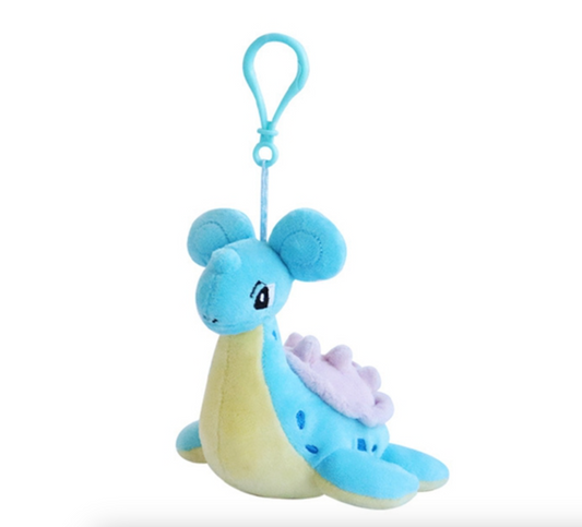 Pokemon Lapras 6" Plushie Key Chain Stuffed Animal Keyring Clip-on Backpack Hanger