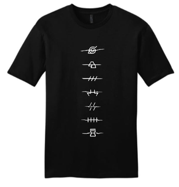 T-Shirt - Naruto - Village Symbols & Akatsuki Cloud - 100%Cotton Unisex Shirt