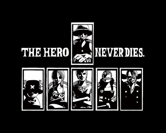 T-Shirt One Piece Luffy Zoro Tony Characters The Hero Never Dies
