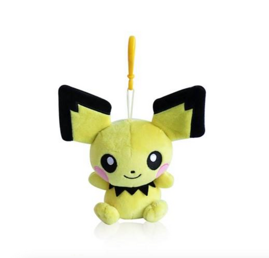 Pokemon Pichu 6" Plushie Key Chain Stuffed Animal Keyring Clip-on Backpack Hanger