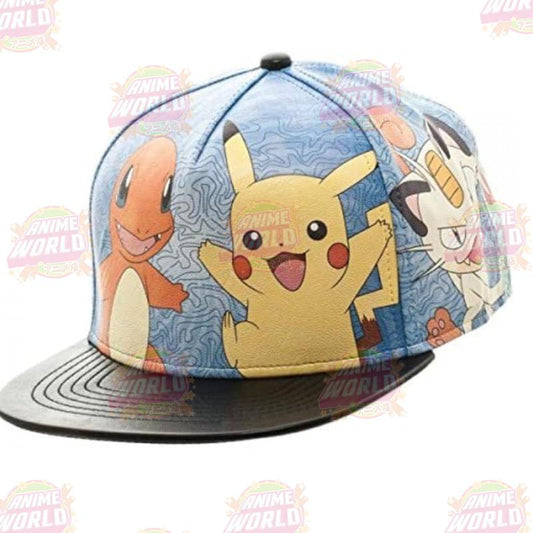 Pokemon Characters Sublimated All Over Print PU Faux Leather Snapback