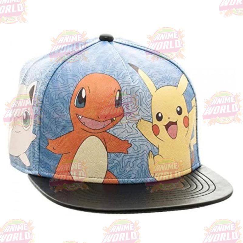 Pokemon Characters Sublimated All Over Print PU Faux Leather Snapback