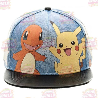 Pokemon Characters Sublimated All Over Print PU Faux Leather Snapback