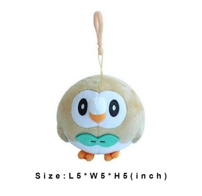 Pokemon Rowlet 6" Plushie Keychain Toy Stuffed Animal Plush Keyring Clip-on Backpack Hanger