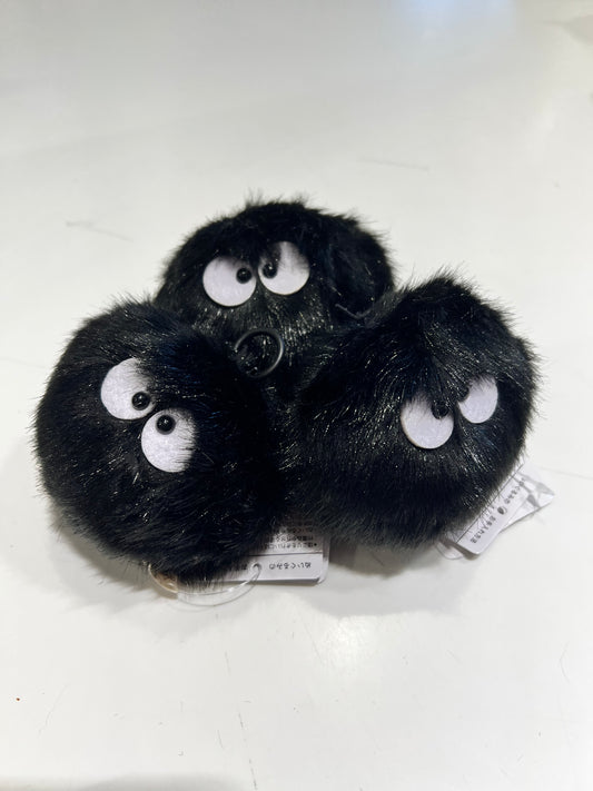 3.8" Vibrating Black Soot Sprite Fluffy Plush Cute Stuffed Keychain