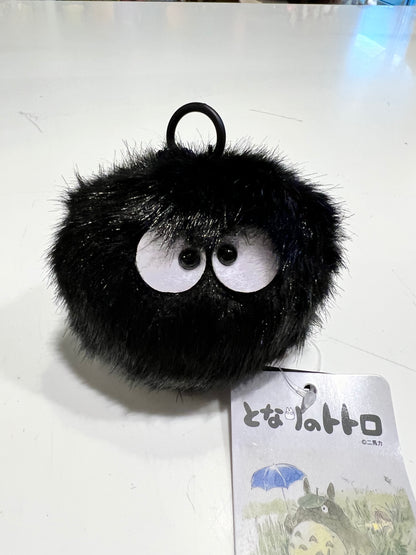 3.8" Vibrating Black Soot Sprite Fluffy Plush Cute Stuffed Keychain