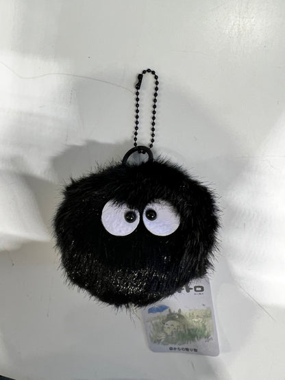 3.8" Vibrating Black Soot Sprite Fluffy Plush Cute Stuffed Keychain