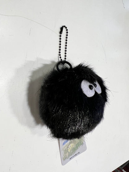 3.8" Vibrating Black Soot Sprite Fluffy Plush Cute Stuffed Keychain