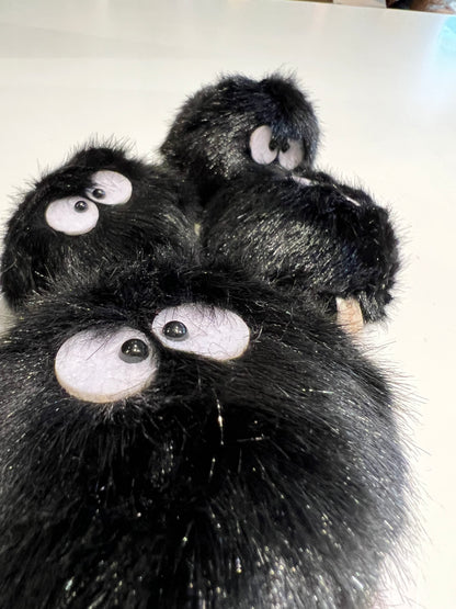 3.8" Vibrating Black Soot Sprite Fluffy Plush Cute Stuffed Keychain