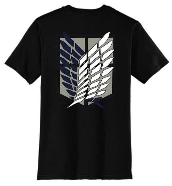 T-Shirt Attack on Titan Unisex Short Sleeve Tshirt Front & Back Graphic Survey Corps Emblem